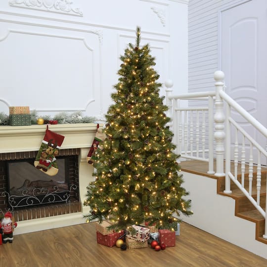 7.5ft. Pre-Lit Wimberley Pine Realistic Artificial Christmas Tree, Warm White Mini LED Lights by Ashland®
